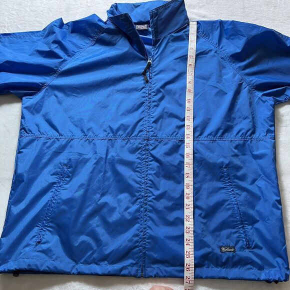 Woolrich Unisex Blue Nylon Windbreaker Size Large Men’s Women’s Hood - Picture 4 of 8
